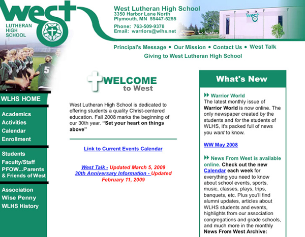 WLHS Website Landing Page