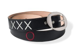 Coiled black belt with oval buckle