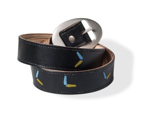 Coiled black belt with oval buckle